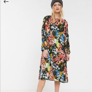 Worn Once Perfect Condition Monki Multicolor Floral Long Sleeve Dress from ASOS